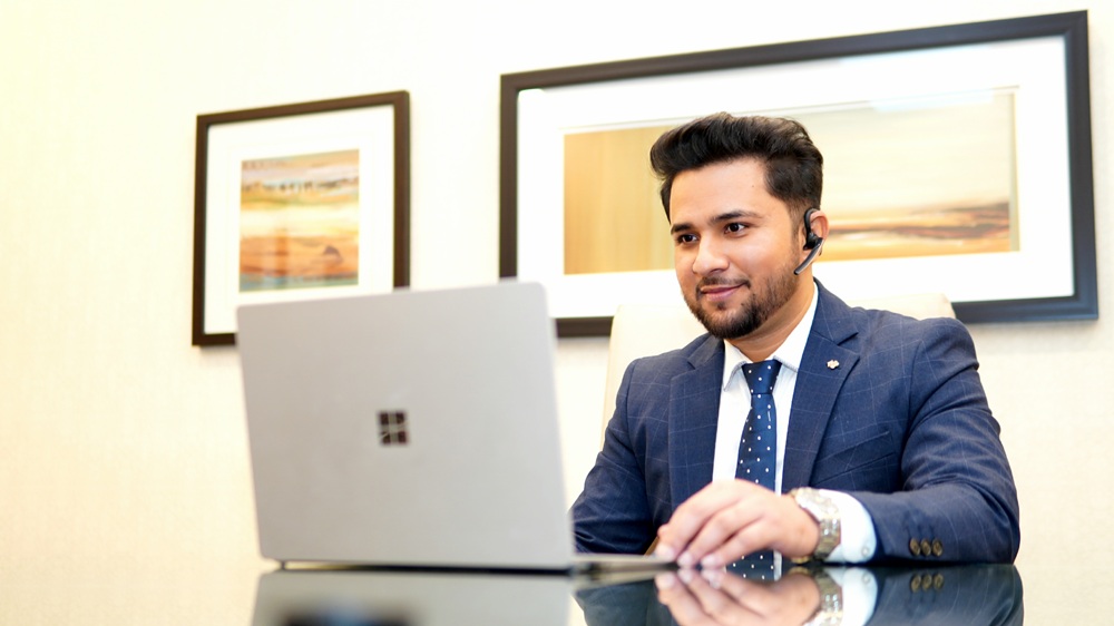 Irfan Amin doing training of Microsoft. Irfan Amin